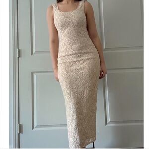 Alex Evenings Cream Lace Maxi Dress